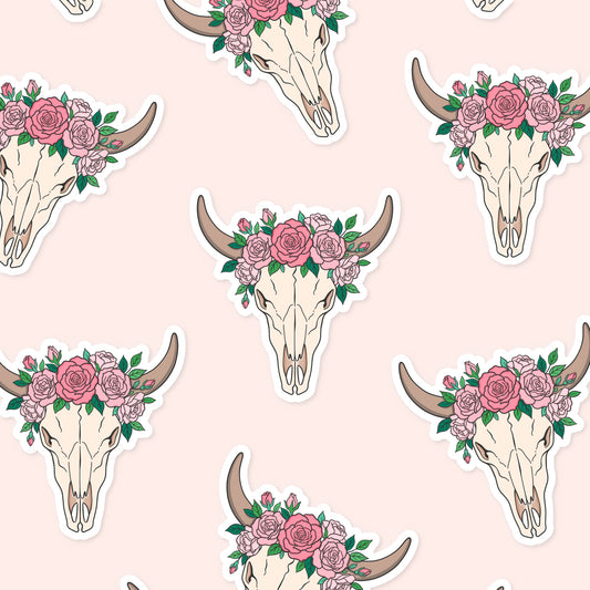 Pink Rose Longhorn Sticker
