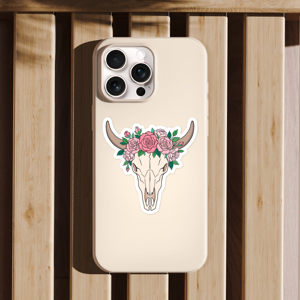 Pink Rose Longhorn Sticker
