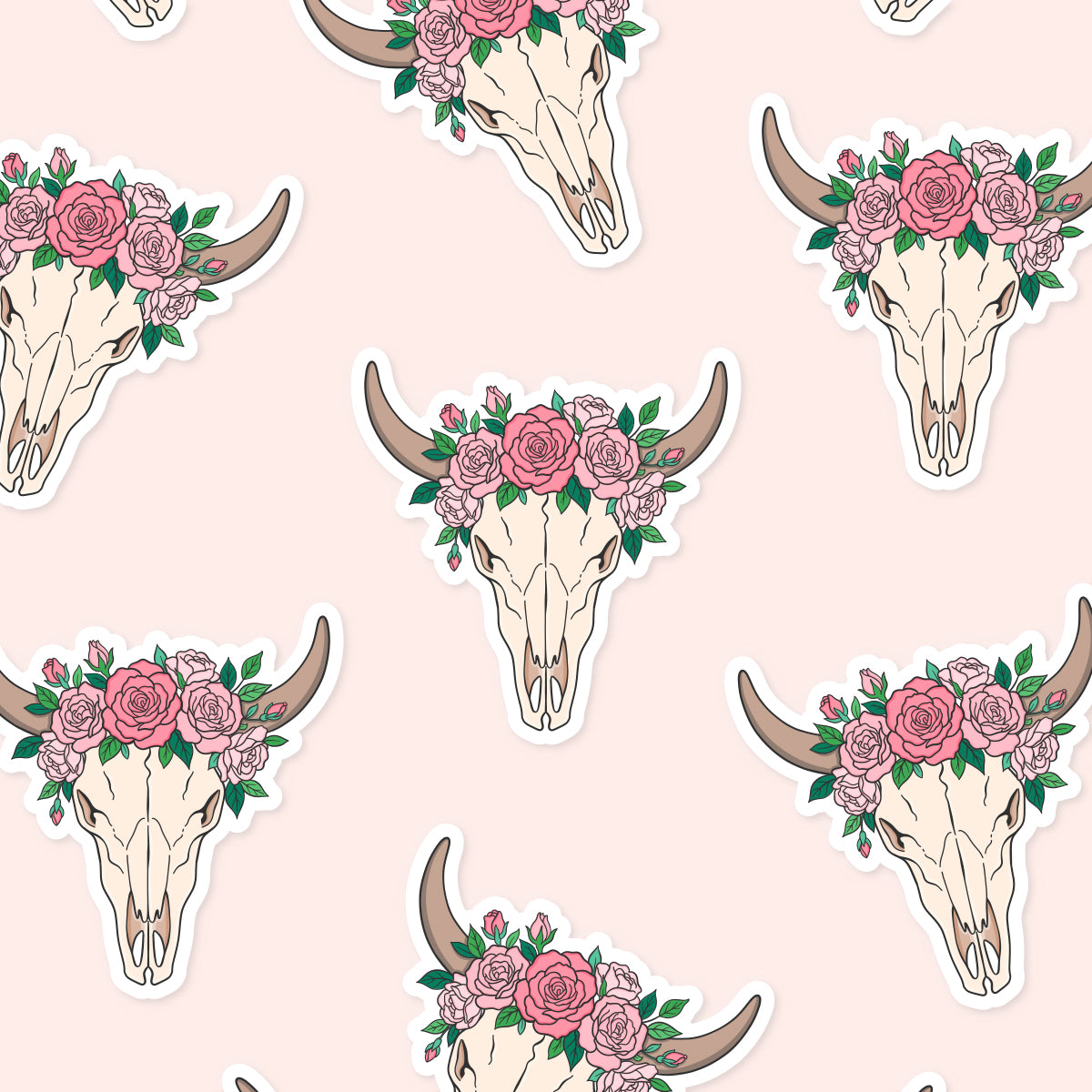 Pink Rose Longhorn Sticker