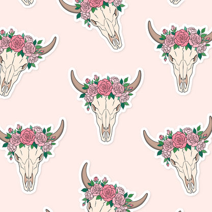 Pink Rose Longhorn Sticker