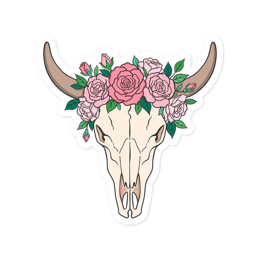 Pink Rose Longhorn Sticker